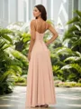 A-line Charming V-neck Floor-Length Chiffon Bridesmaid Dress With Slit