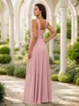 A-line Stunning Halter Floor-Length Chiffon Bridesmaid Dress With Sash