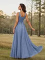 A-line Fashion V-neck Floor-Length Chiffon Bridesmaid Dress With Pleated