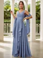 Pretty A-line V-neck Floor-Length Chiffon Bridesmaid Dress With Slit