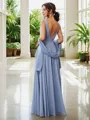 Pretty A-line V-neck Floor-Length Chiffon Bridesmaid Dress With Slit