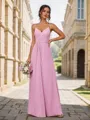 A-line Graceful V-neck Floor-Length Chiffon Bridesmaid Dress With Slit