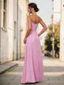 A-line Graceful V-neck Floor-Length Chiffon Bridesmaid Dress With Slit