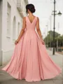 A-line Dreamy V-neck Asymmetrical Chiffon Bridesmaid Dress With Pleated