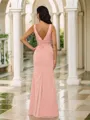 Crisp Sheath/Column V-neck Floor-Length Chiffon Bridesmaid Dress With Pockets