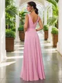 A-line Elegant V-neck Floor-Length Chiffon Bridesmaid Dress With Pleated