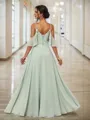 A-line Timeless Cold Shoulder Floor-Length Chiffon Bridesmaid Dress With Slit