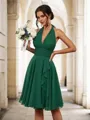 A-line Perfect Halter Short/Mini Chiffon Bridesmaid Dress With Pleated