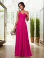 A-line Stylish V-neck Floor-Length Chiffon Bridesmaid Dress With Pleated