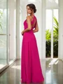 A-line Stylish V-neck Floor-Length Chiffon Bridesmaid Dress With Pleated