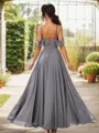 Classic A-line Cold Shoulder Floor-Length Chiffon Bridesmaid Dress With Slit