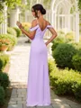 Slinky Sheath/Column Cold Shoulder Floor-Length Chiffon Bridesmaid Dress With Slit
