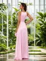 A-line Timeless Halter Floor-Length Silk like Satin Bridesmaid Dress With Slit