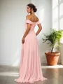 Charming A-line Off-the-Shoulder Sweep Train Chiffon Bridesmaid Dress With Slit