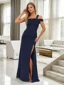 Confident Sheath/Column Floor-Length Chiffon Bridesmaid Dress With Slit
