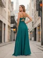 A-line Dazzling V-neck Floor-Length Chiffon Bridesmaid Dress With Pleated
