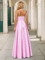 A-line Flattering V-neck Floor-Length Satin Bridesmaid Dress With