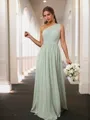 A-line Graceful One-Shoulder Floor-Length Chiffon Bridesmaid Dress With Pleated