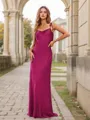 Sheath/Column Sultry Spaghetti Straps Floor-Length Silk like Satin Bridesmaid Dress