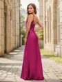 Sheath/Column Sultry Spaghetti Straps Floor-Length Silk like Satin Bridesmaid Dress