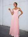A-line Beautiful Cold Shoulder Floor-Length Chiffon Bridesmaid Dress With Pleated
