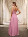 A-line Balanced V-neck Floor-Length Chiffon Bridesmaid Dress With Pleated