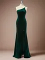 Sheath/Column Form-fitting One-Shoulder Floor-Length Velvet Bridesmaid Dress With Slit