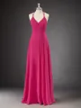 A-line Stylish V-neck Floor-Length Chiffon Bridesmaid Dress With Pleated