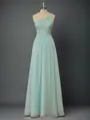 Simple A-line One-Shoulder Floor-Length Chiffon Bridesmaid Dress With Appliques Lace