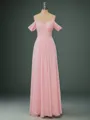A-line Beautiful Cold Shoulder Floor-Length Chiffon Bridesmaid Dress With Pleated