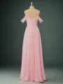 A-line Beautiful Cold Shoulder Floor-Length Chiffon Bridesmaid Dress With Pleated