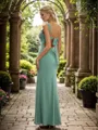 Alluring Sheath Square Floor-Length Chiffon Bridesmaid Dress With Slit