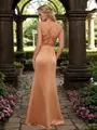 Sheath Teasing Square Floor-Length Satin Bridesmaid Dress With Slit
