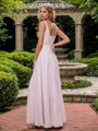 A-line Princess Square Floor-Length Chiffon Bridesmaid Dress With Slit
