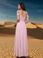 Delicate A-line Cold Shoulder Floor-Length Chiffon Bridesmaid Dress With Pleated