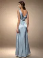 Classic Sheath Scoop Floor-Length Silk Like Satin Bridesmaid Dress With Slit