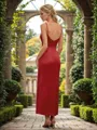 A-line Classic Spaghetti Straps Ankle-Length Charmeuse Bridesmaid Dress With Pleated