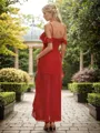 Timeless A-line Cold Shoulder Ankle-Length Chiffon Bridesmaid Dress With Slit