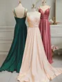 A-line Charming V-neck Floor-Length Silk Like Satin Bridesmaid Dress With Pleated