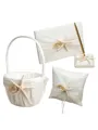 Stunning Cloth With Starfish/Shell Guestbook & Pen Set & Ring Pillow & Flower Basket