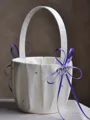 Beautiful Flower Basket In Satin With Bowknot