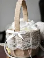 Outstanding Flower Basket In Linen With Bowknot