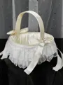 Gorgeous Flower Basket In Lace With Bowknot