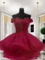 Ball-Gown Off-the-Shoulder Sleeveless Gorgeous Organza Short/Mini Homecoming Dress