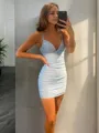Sheath/Column V-Neck Sleeveless Glamourous Jersey Short/Mini Homecoming Dress
