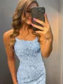 Sheath/Column Spaghetti Straps Sleeveless Lace Perfect Short/Mini Homecoming Dress