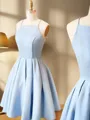 A-line Spaghetti Straps Sleeveless Stretch Crepe Short/Mini Homecoming Dress