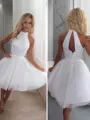 Charming A-line Halter Sleeveless Tulle Short/Mini Homecoming Dress With Ruffles