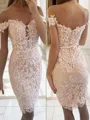 Sheath/Column Off-the-Shoulder Sleeveless Fashion Lace Short/Mini Homecoming Dress