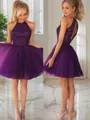 A-line Halter Flattering Sleeveless Tulle Short/Mini Homecoming Dress With Ruffles